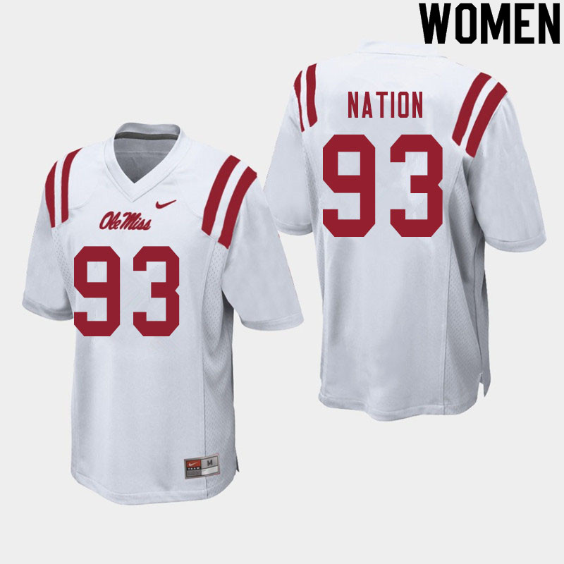 Cale Nation Ole Miss Rebels NCAA Women's White #93 Stitched Limited College Football Jersey ZAA5558YG
